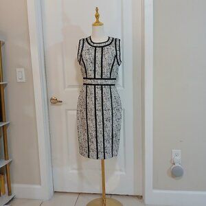 NWOT Calvin Klein Sheath Dress Women’s Size 8 Black White Lined Sleeveless